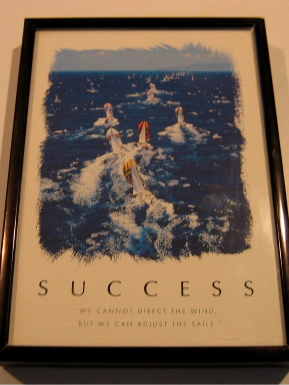 Success Sailing Poster - Blue Ocean with Multi-Colored Sails